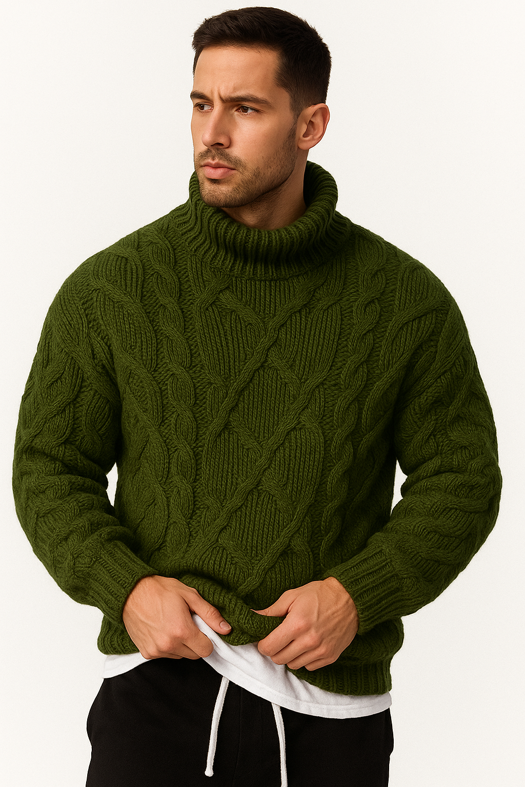 Fortis Miles - Miesten Paksu korkeakauluksinen Neulepusero