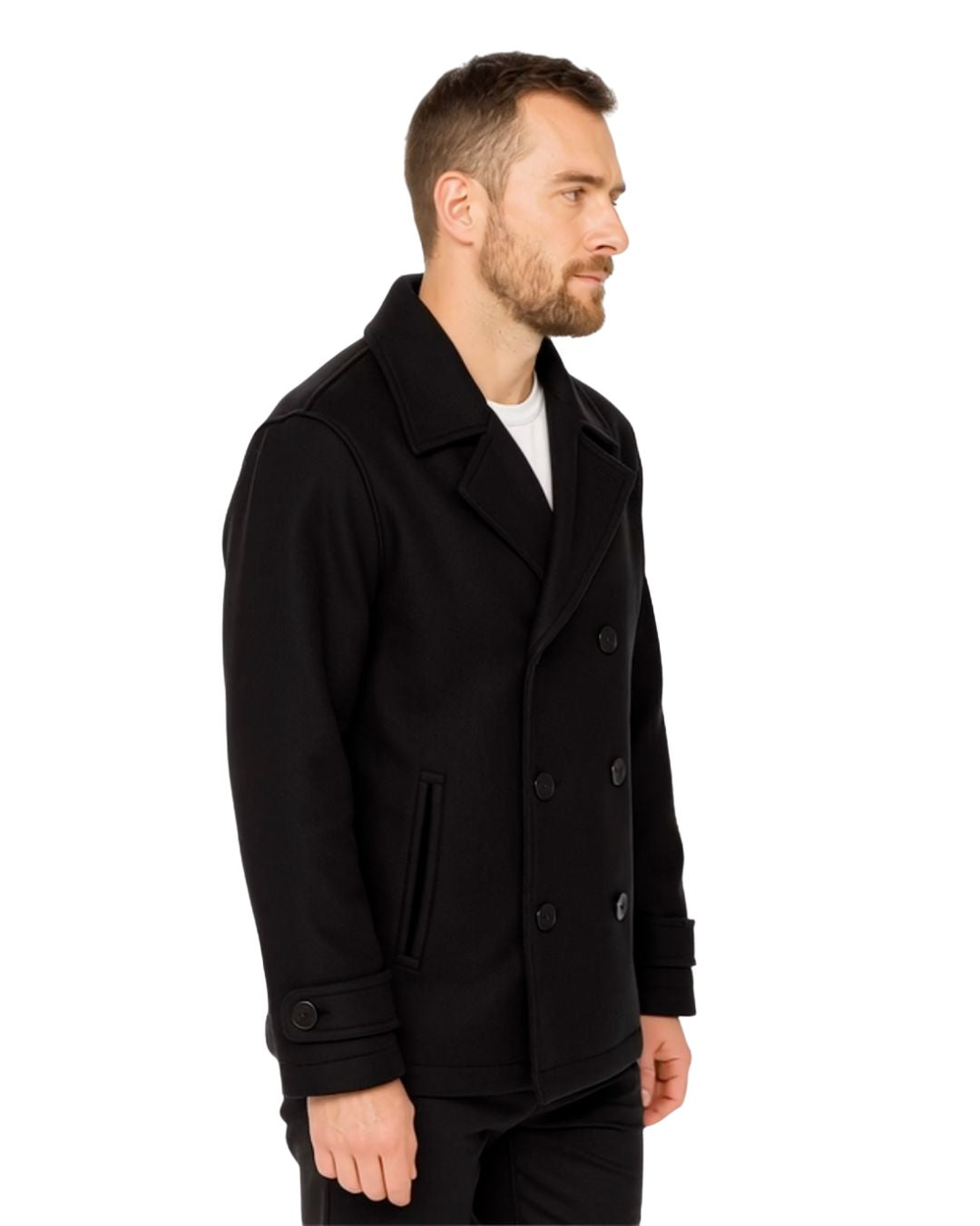 Miesten Double-Breasted Villakangas Peacoat