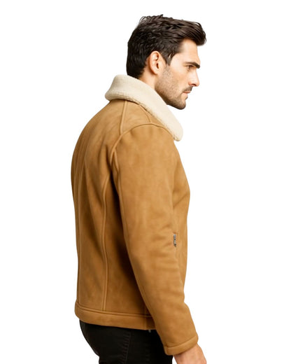 Miesten Shearling-kauluksinen Mokkajäljitelmätakki