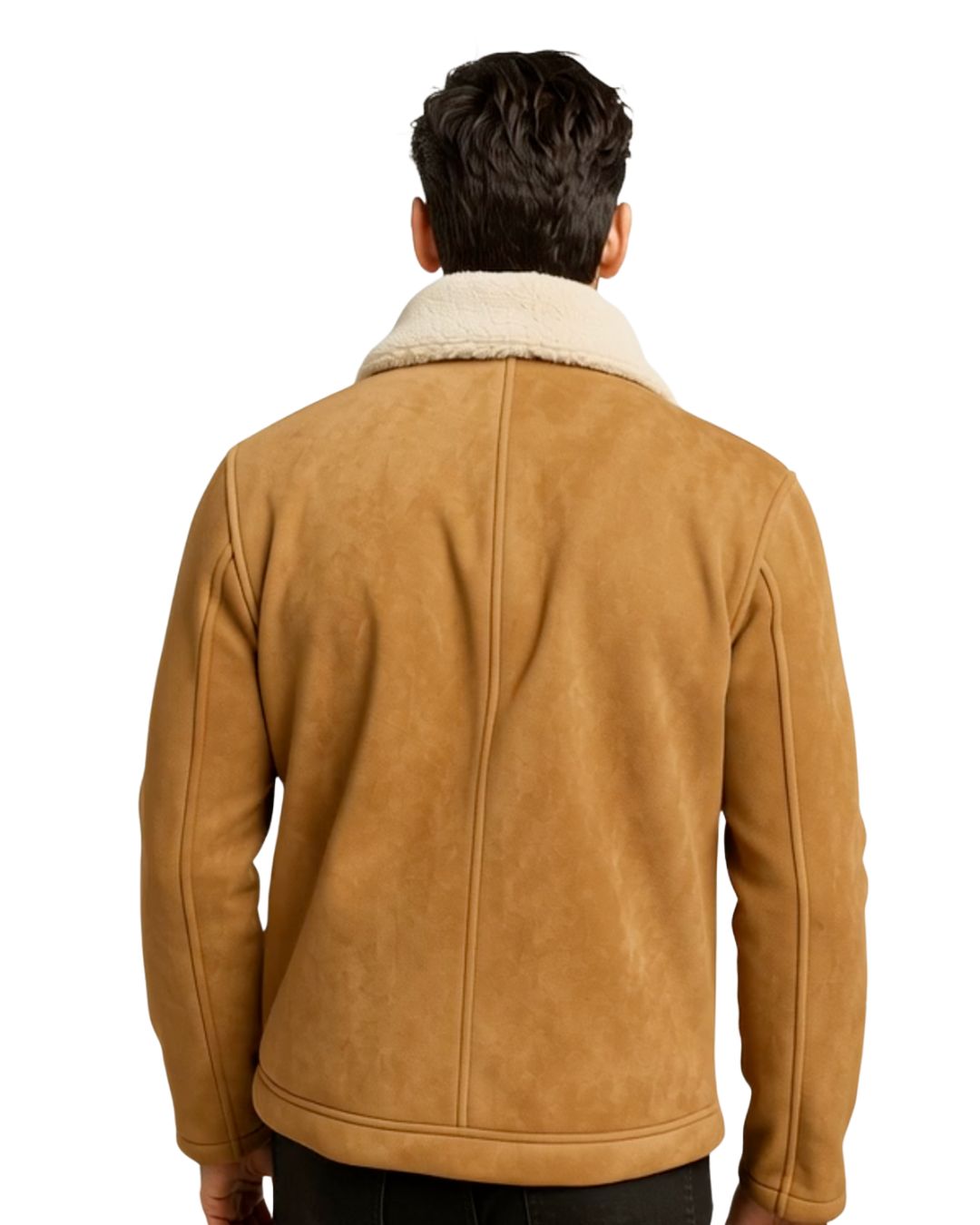 Miesten Shearling-kauluksinen Mokkajäljitelmätakki