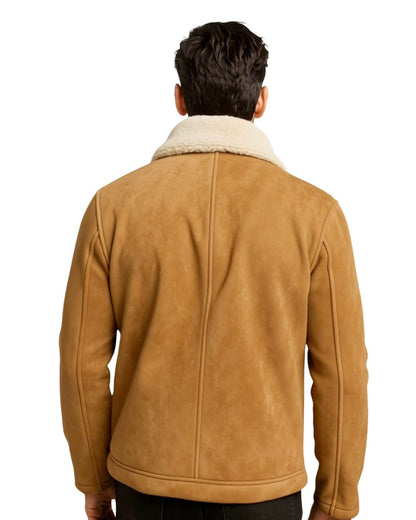 Miesten Shearling-kauluksinen Mokkajäljitelmätakki