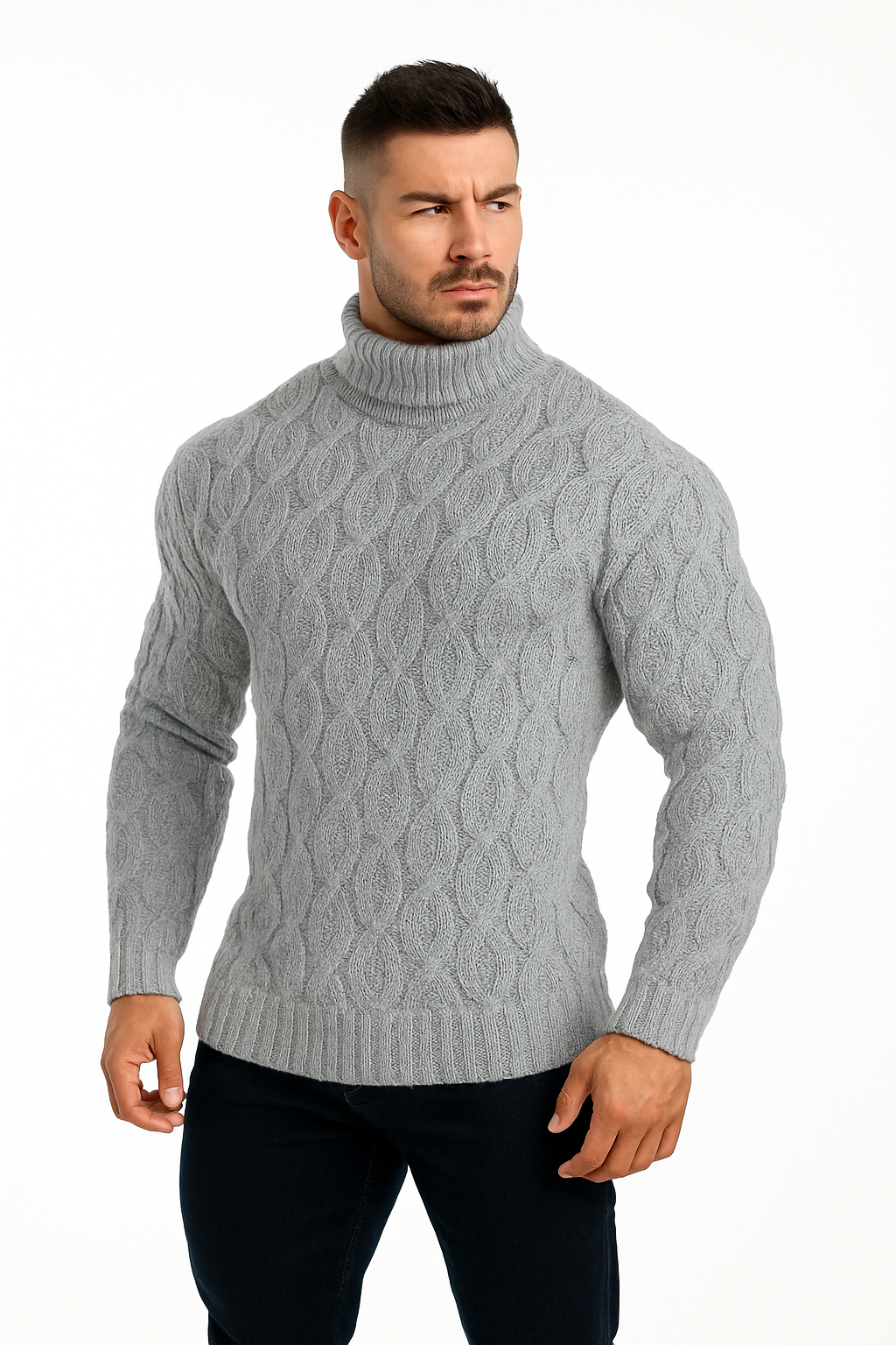 Fortis Miles - Miesten Klassinen Korkeakauluksinen Neulepusero