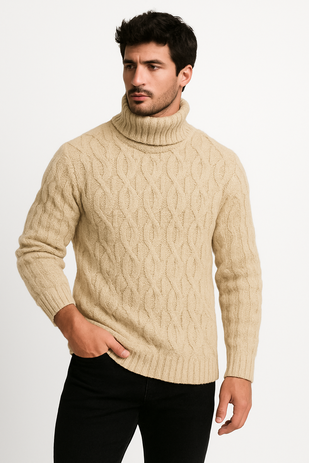 Fortis Miles - Miesten Klassinen Korkeakauluksinen Neulepusero